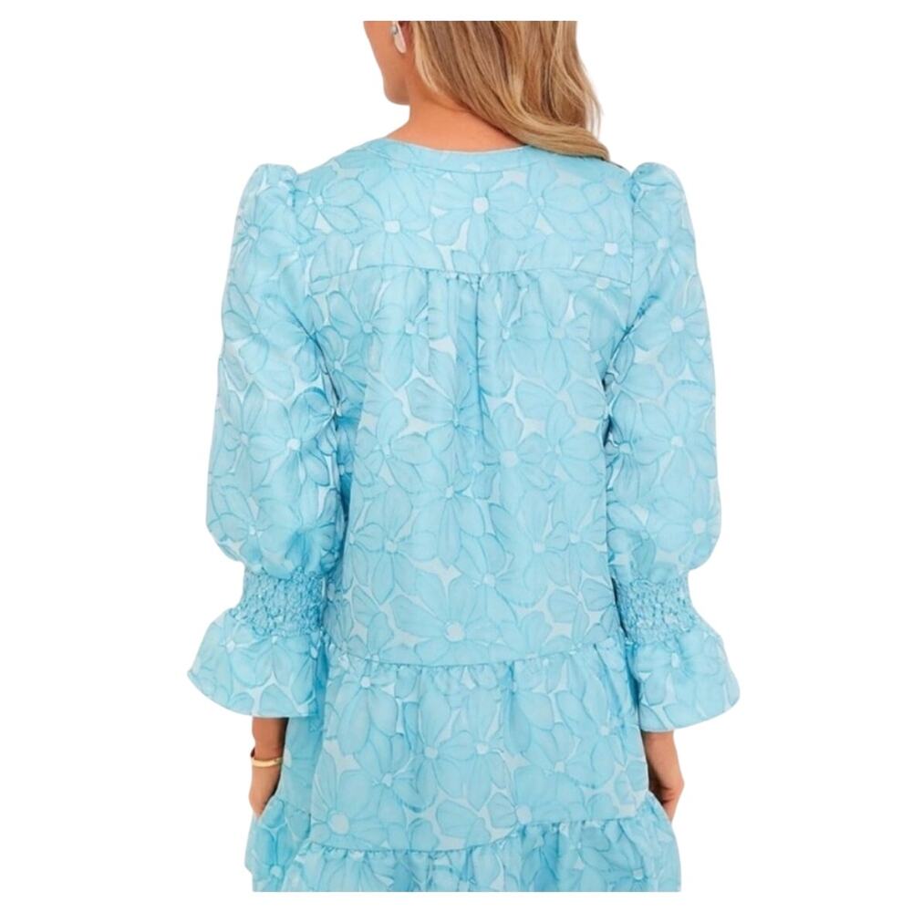Tuckernuck Pomander Place Blue Daisy Jacquard Kenzo Ruffle Tiered Dress S - Picture 4 of 11